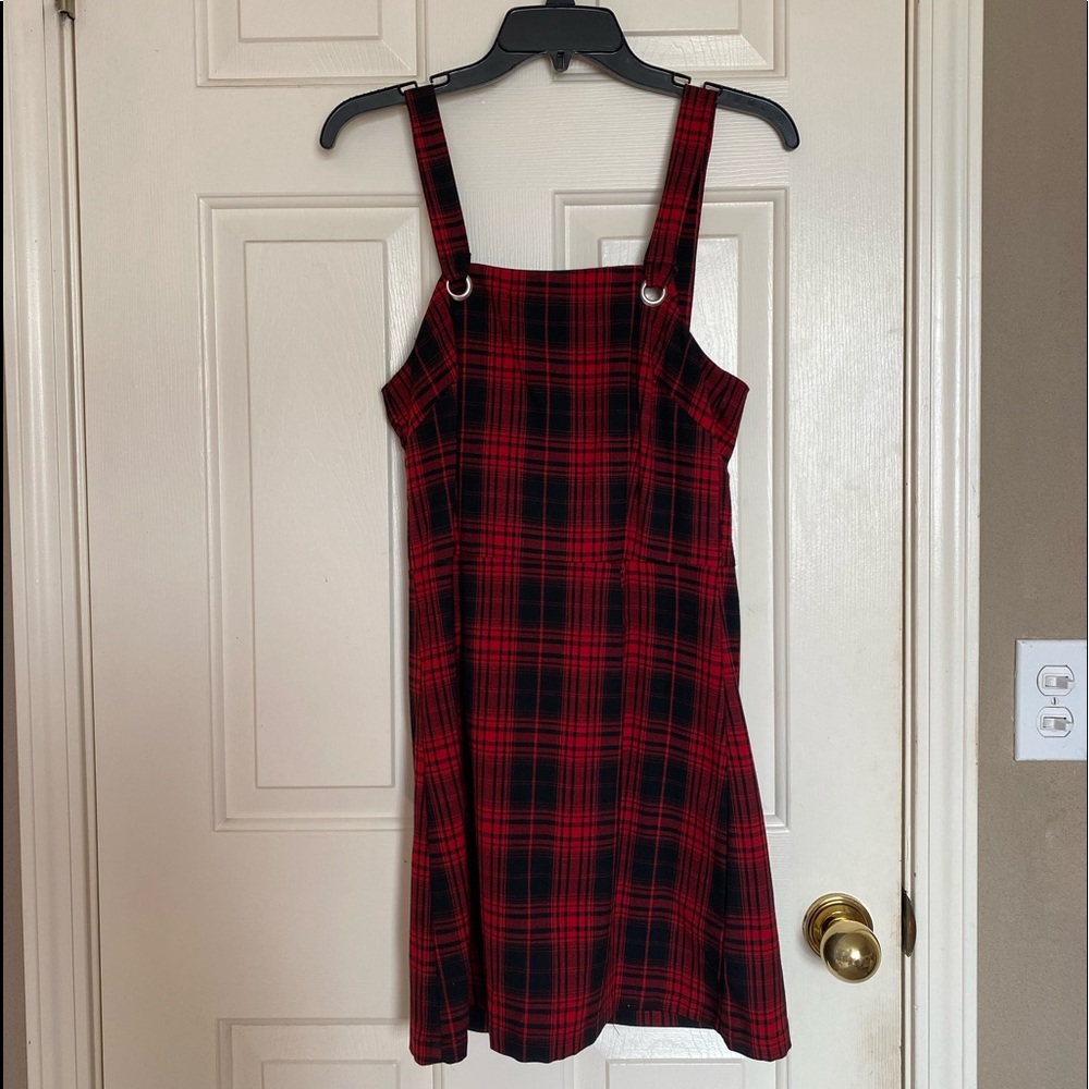 Plaid Overall Dress